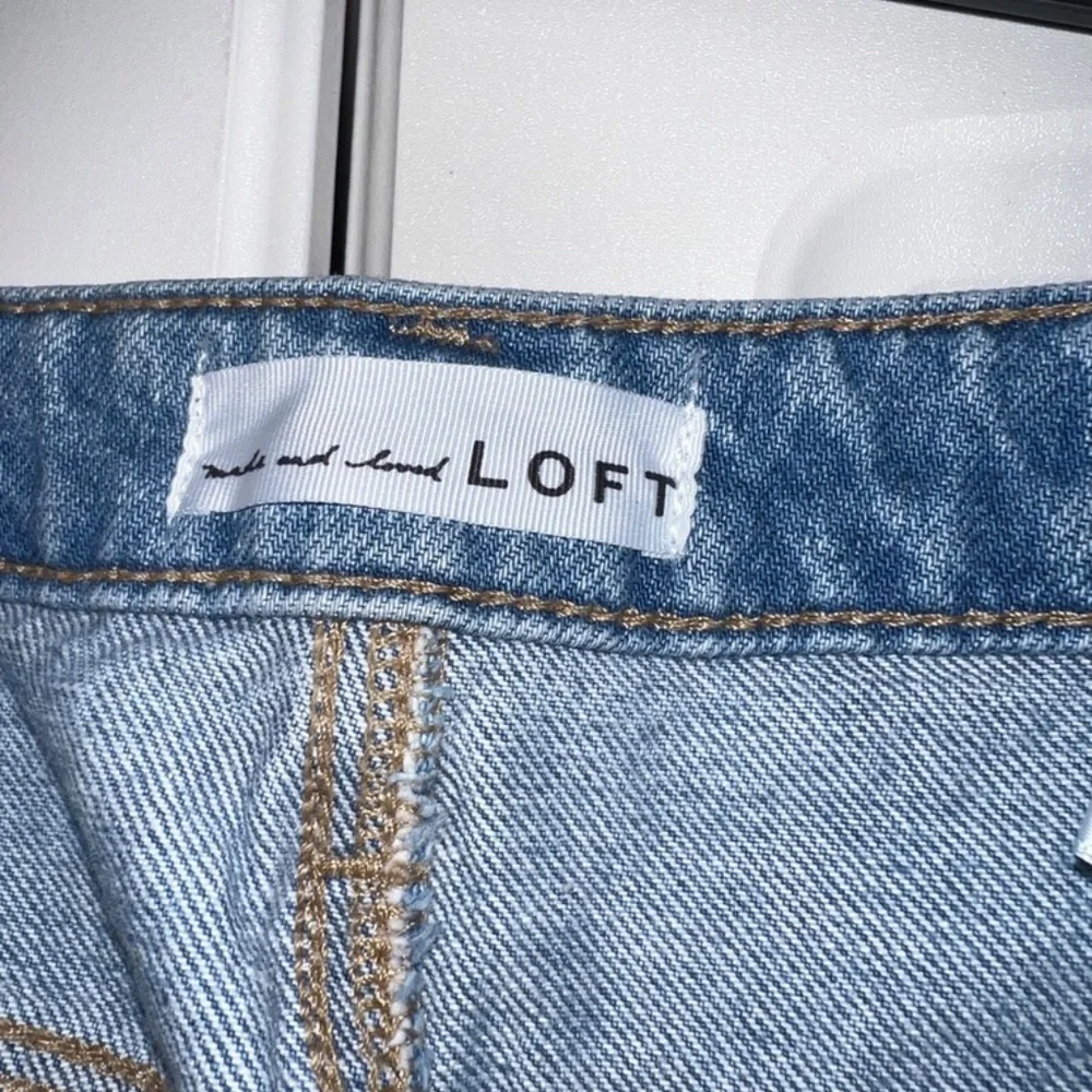 LOFT Blue Denim Midi Skirt with Front Slit - Picture 3 of 4